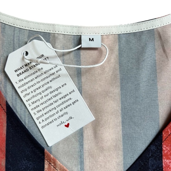 NWT's Womens Blue/Orange Striped Dress Layered Sleeves Sz. MD - Picture 4 of 8